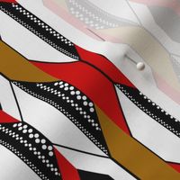 Abstract Geometric/ Red Gold Black White  