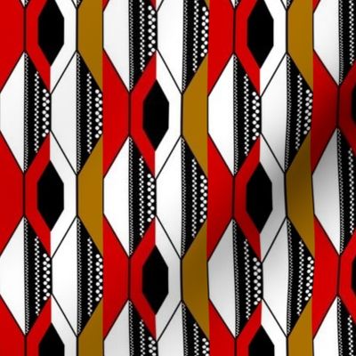 Abstract Geometric/ Red Gold Black White  