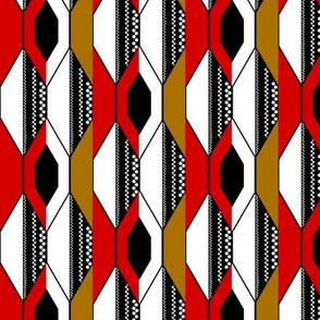 Abstract Geometric/ Red Gold Black White  
