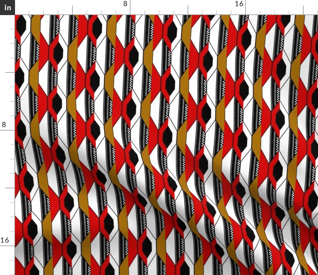 Abstract Geometric/ Red Gold Black White  