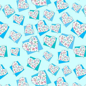 Hearts and Squares blue small print