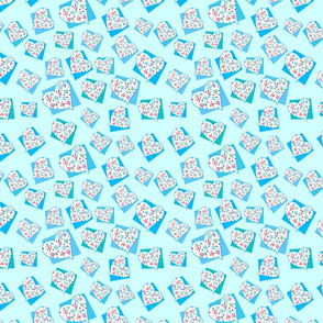 Hearts and squares Blue small print
