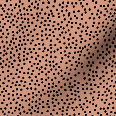 Irregular minimal spots and dots cheetah animal print nursery trend black blush caramel coral brown