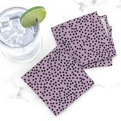 Irregular minimal spots and dots cheetah animal print nursery trend black lavender lilac purple