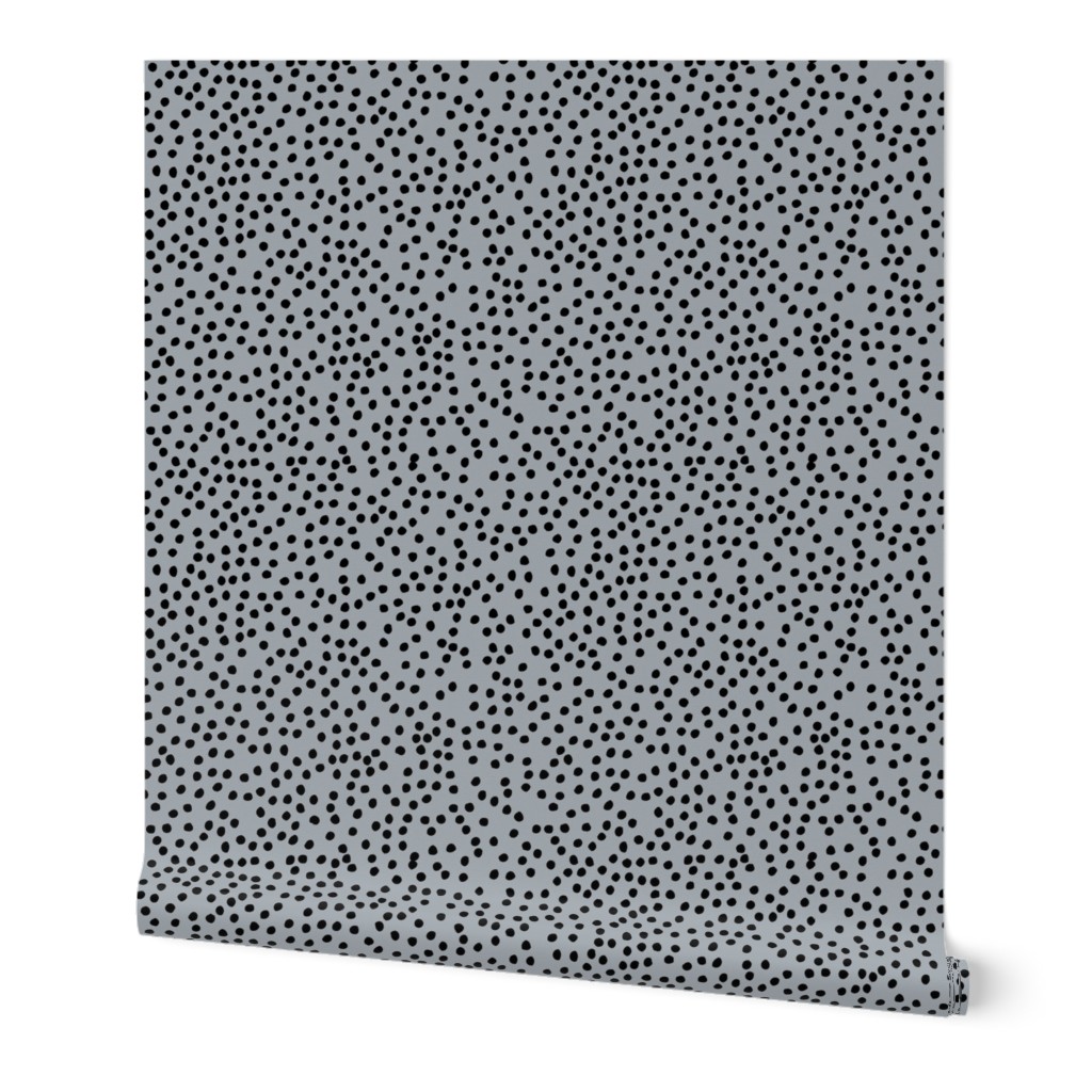 Irregular minimal spots and dots cheetah animal print nursery trend black cool blue gray winter