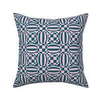 JP1 - Medium - Contemporary Geometric Quatrefoil Checks  in Turquoise and Pink