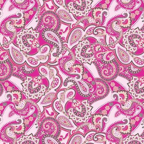 Paisley sixties hippie swirl - hot-pink-VERY SMALL