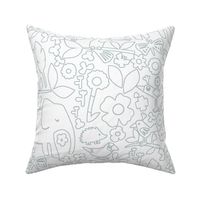 line art jungle (medium) safari doodle wall grey