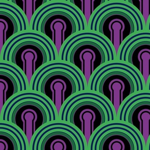 Geometric Pattern: Keyhole Arch: Deedree Daniel: Green (large version)