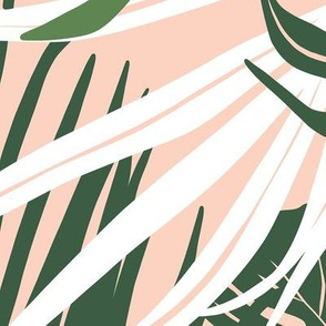 Hideaway - Tropical Palm Leaves Blush PinkJumbo 