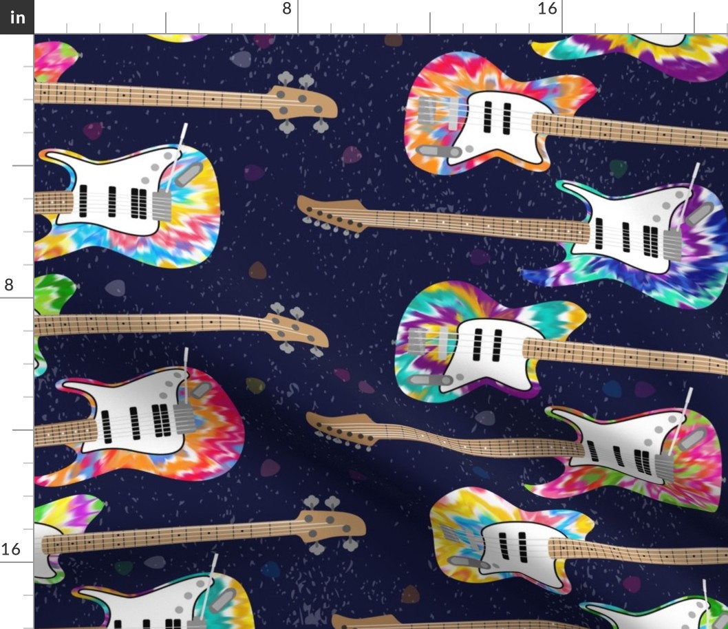 Tie Dye Guitars (large scale) by Fabric | Spoonflower