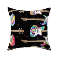 Tie Dye Guitars on Black (large scale) by ArtfulFreddy 