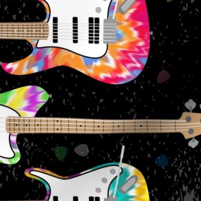 Tie Dye Guitars on Black (large scale) by ArtfulFreddy 