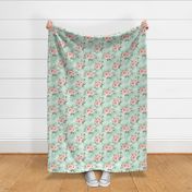 Soft Pink Floral Green