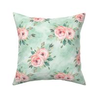 Soft Pink Floral Green