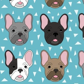 Frenchies on blue