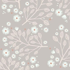 Daisy Garden, Grey & Ochre // large