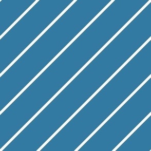Thin Diagonal Stripes Pattern | Cerulean Blue Collection