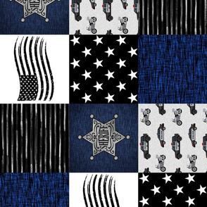 Sheriff Patchwork- blue, black and white