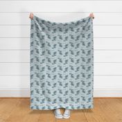 Fox and Arrows on Linen - teal - rotated