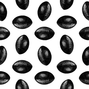 Vintage Footballs Black & White Sports Pattern