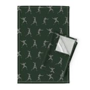 Baseball Players Illustrated in Gray on Dark Green