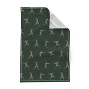 Baseball Players Illustrated in Gray on Dark Green