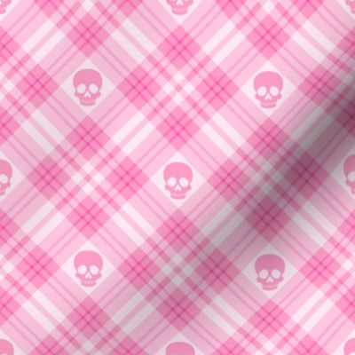  Skull Tartan Plaid in Pink 1/2 Size