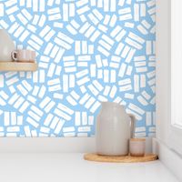 Messy strokes and paint brush boho confetti minimal abstract paint design nursery neutral white on cool bright blue