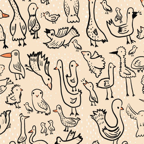 Line art animals - All the birds