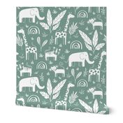 Sleepy Safari - Nursery Animals Green Regular Scale