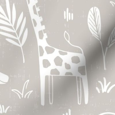 Sleepy Safari - Nursery Animals Neutral Beige Large Scale