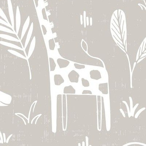 Sleepy Safari - Nursery Animals Neutral Beige Large Scale