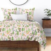 XL Young Forest (shell pink) Kids Woodland Animals & Trees, Bedding Blanket Baby Nursery