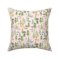 XS Young Forest (shell pink) Kids Woodland Animals & Trees, Bedding Blanket Baby Nursery
