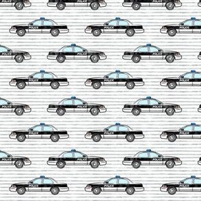 (small scale) Police cars on grey stripes (black) - LAD20