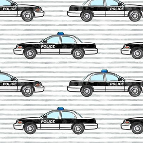 Police cars on grey stripes (black)- LAD20