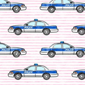 Police cars on pink stripes - LAD20