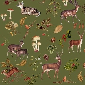 Deer in the Woods Olive // standard