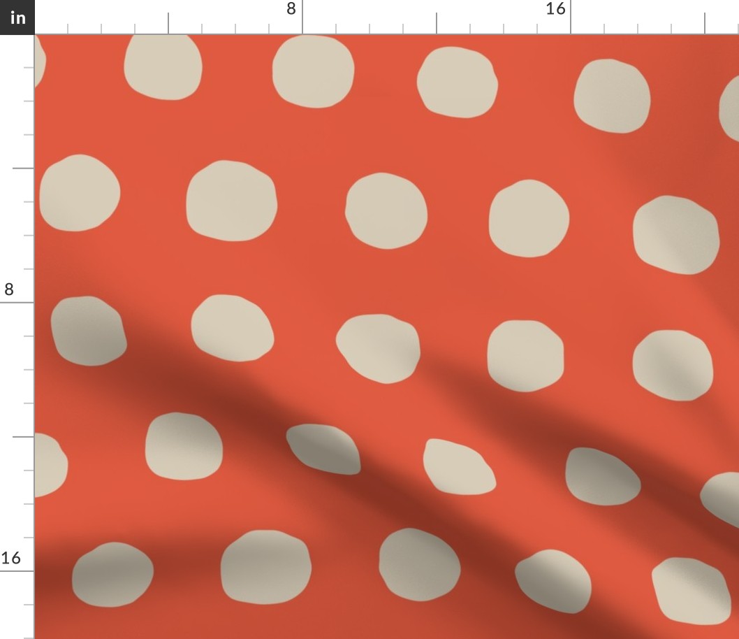 Jumbo Dots in tangerine/khaki