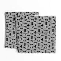 Salon & Barber Hairdresser Pattern in Black with Medium Gray Background