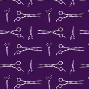 Hair Cutting Shears in White with Dark Purple Background