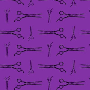 Hair Cutting Shears in Black with Purple Background