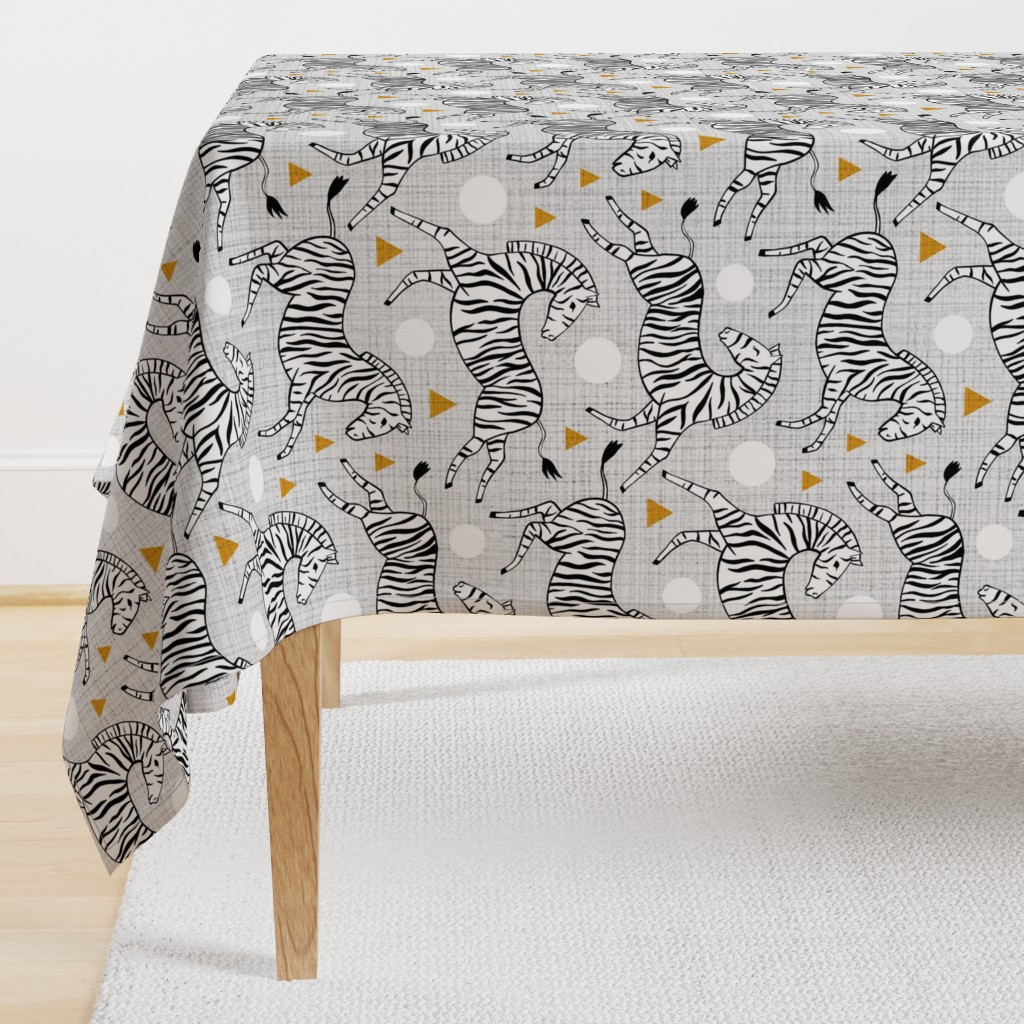 Zebras - Mustard & Grey (Large Version)