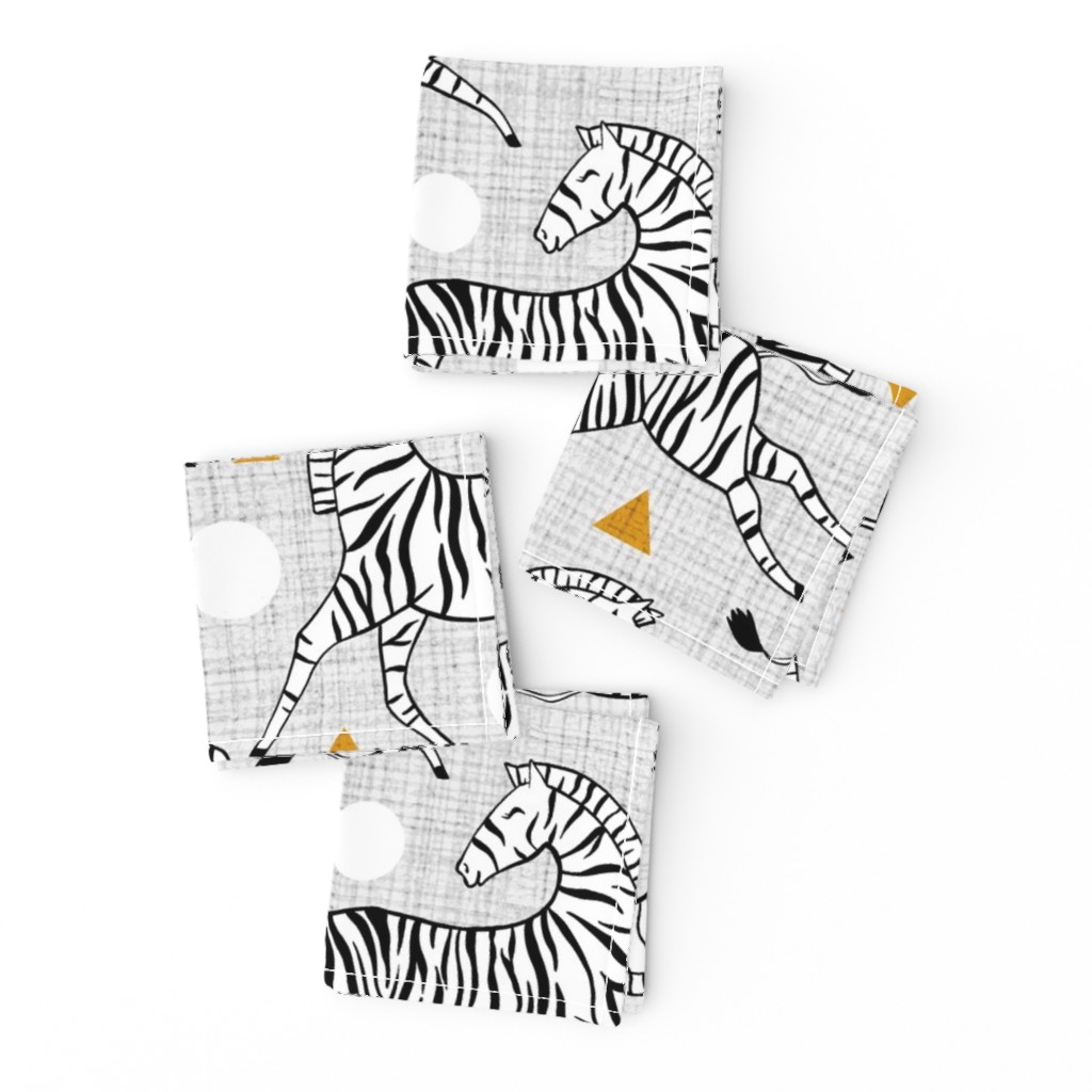 Zebras - Mustard & Grey (Large Version)