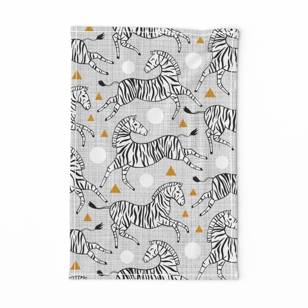 Zebras - Mustard & Grey (Large Version)