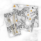 Zebras - Mustard & Grey (Large Version)