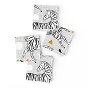 Zebras - Mustard & Grey (Large Version)