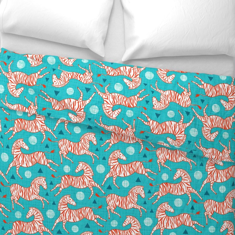 Zebras - Red & Teal (Large Version) 