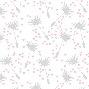Sweet Dandelion meadow flower garden morning nursery trend girls pink gray on white